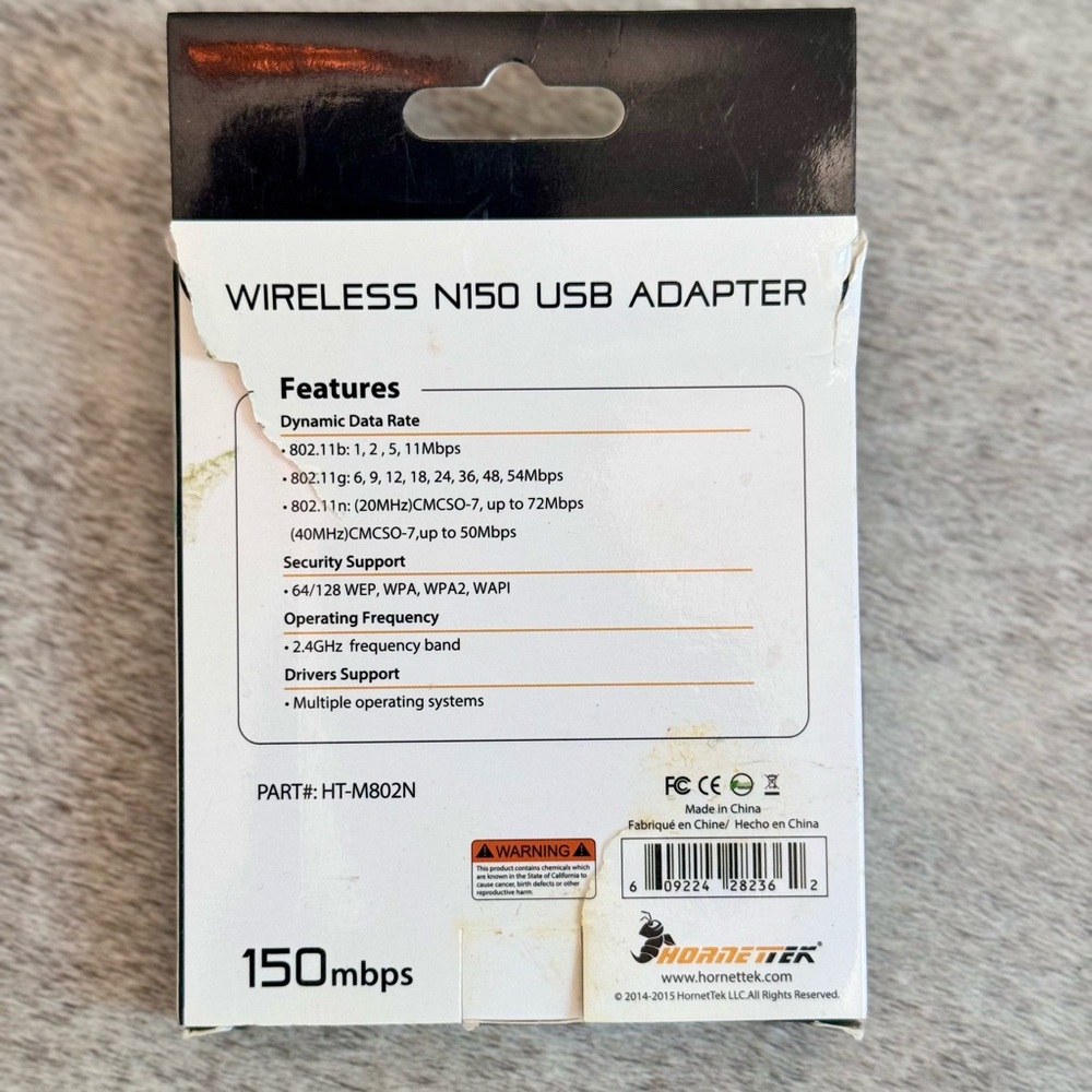 HORNETTEK Mini Wireless N150 USB Adapter - NWT - Picture 3 of 7